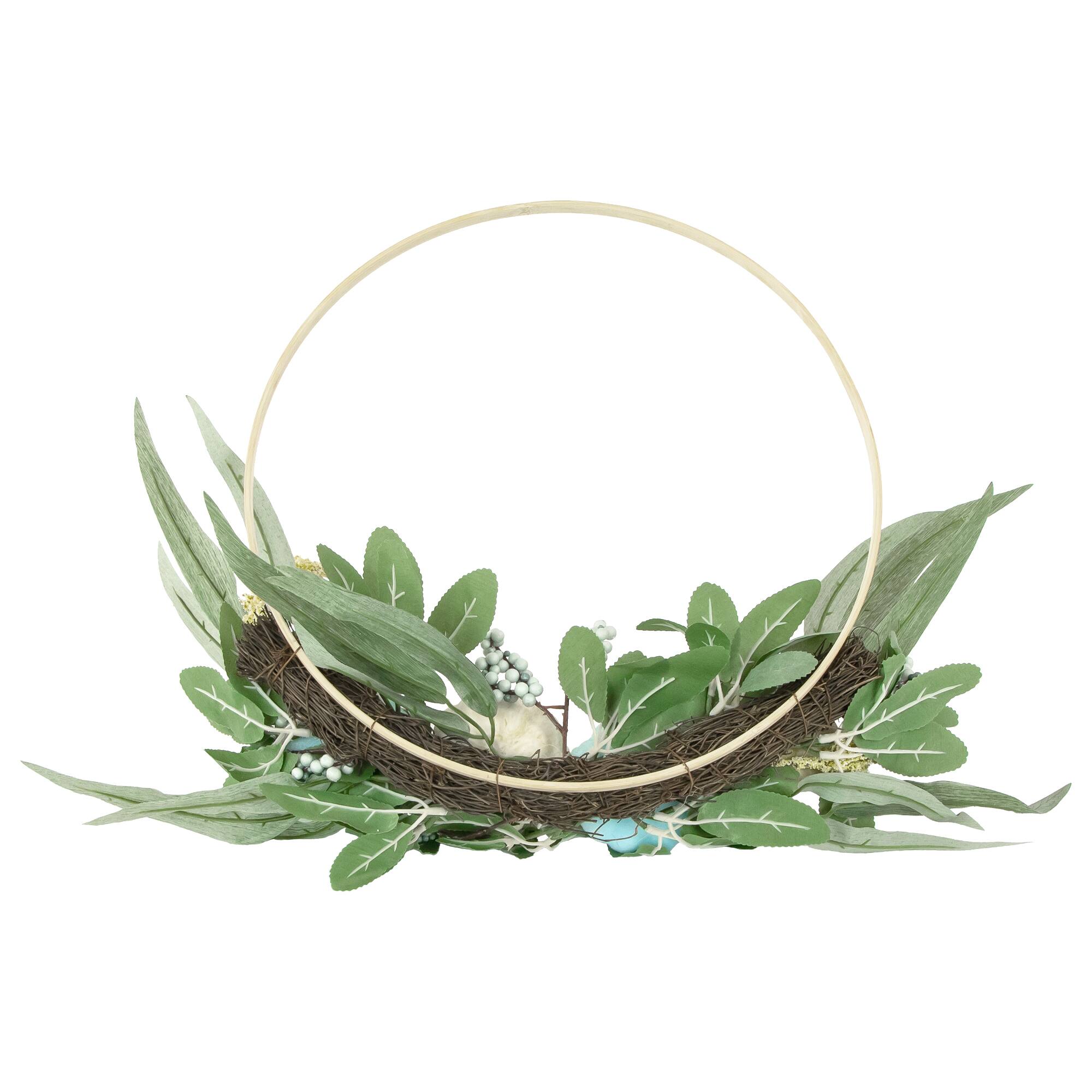 20" Blue Pumpkins & Foliage Thanksgiving Artificial Half Wreath